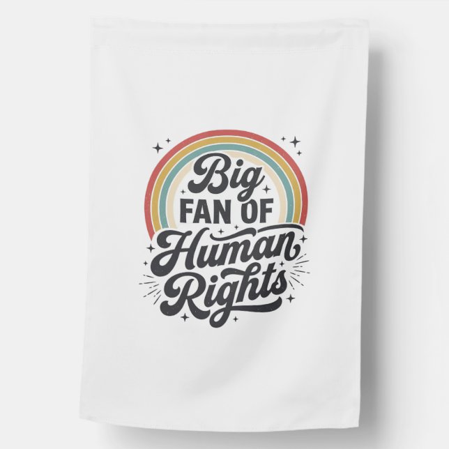 Human Rights Retro Rainbow Vector T-Shirt Design_1 House Flag (Front)