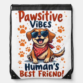 Human’s Best Friend Cute Dog Drawstring Bag