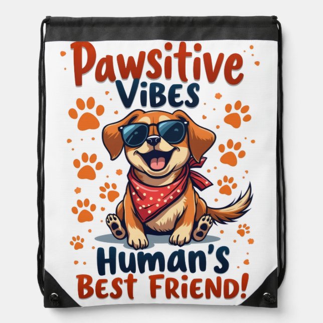 Human’s Best Friend Cute Dog Drawstring Bag (Front)