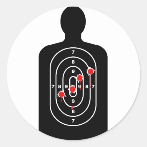 Human Shape Target With Bullet Holes Classic Round Sticker