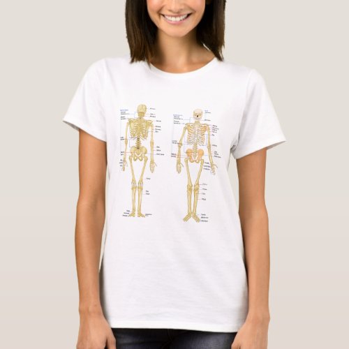 Human Skeleton labeled anatomy chart T_Shirt