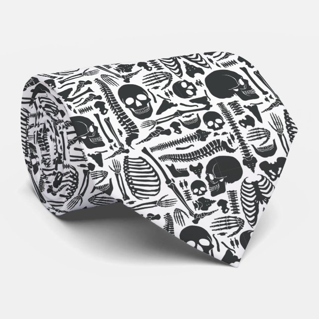 Human Skeleton Pattern Neck Tie (Rolled)