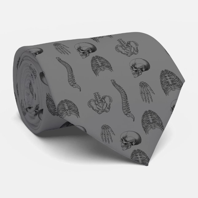 Human Skeleton Pattern Neck Tie (Rolled)