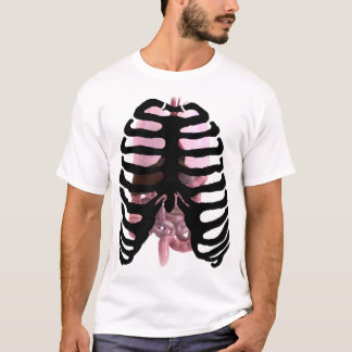 Human Skeleton Ribcage Black with Organs T-Shirt