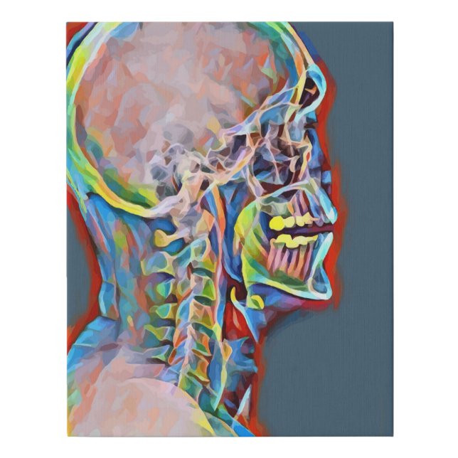 Human Skeleton Skull Abstract Anatomy Art Faux Canvas Print (Front)