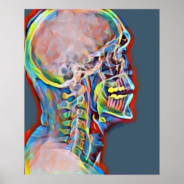 Human Skeleton Skull xray Abstract Art Poster (Front)