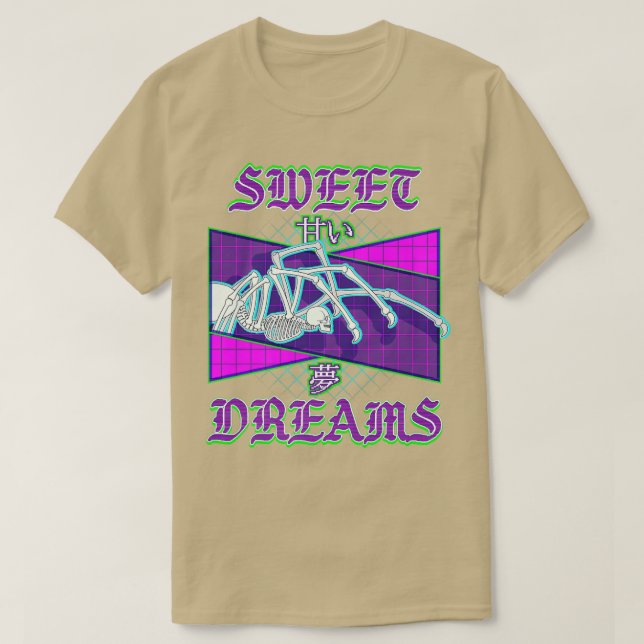 Human Skeleton Spider Vaporwave Outrun Style Stree T-Shirt (Design Front)