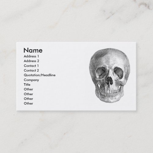 Human skull anatomy sketch drawing business card template