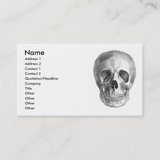 Customizable Human skull anatomy sketch drawing business card template