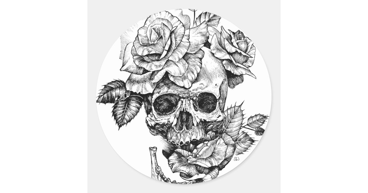 easy drawings of skulls and roses