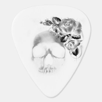 Human Skull And Roses Guitar Pick by deemac2 at Zazzle