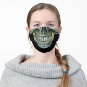 Human Skull Black Adult Cloth Face Mask (Worn)