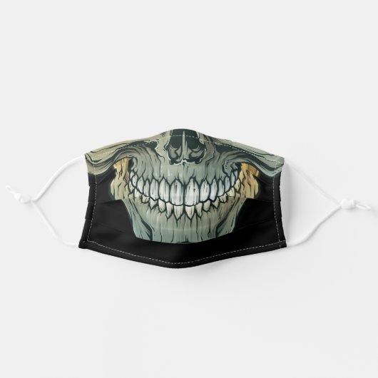 Human Skull Black Adult Cloth Face Mask (Front, Unfolded)