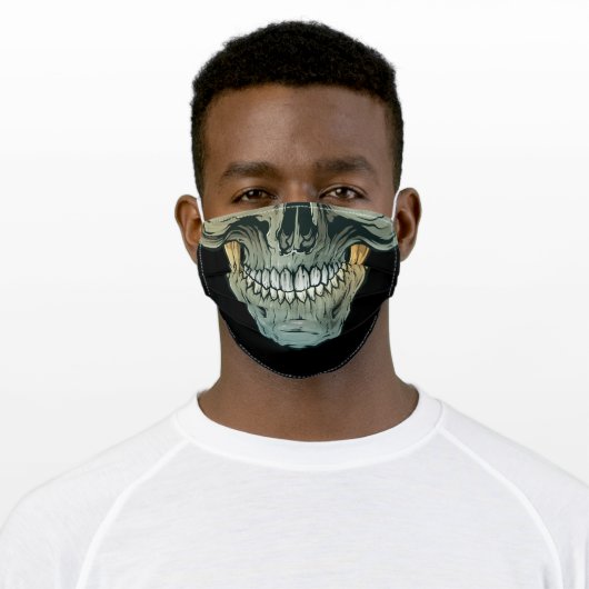 Human Skull Black Adult Cloth Face Mask (Worn)