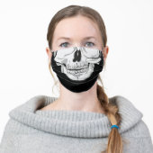 Human skull Black and White drawing Adult Cloth Face Mask (Worn)