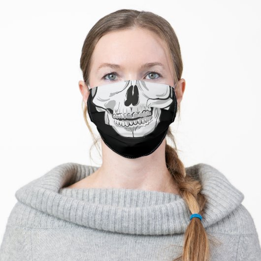 Human skull Black and White drawing Adult Cloth Face Mask (Worn)