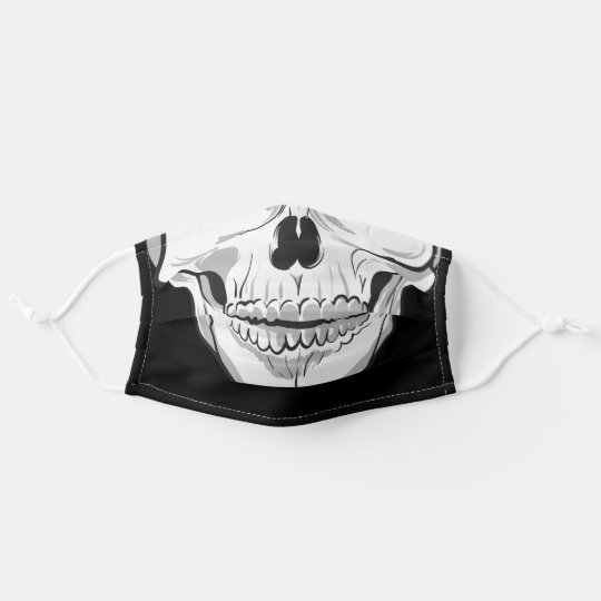 Human skull Black and White drawing Adult Cloth Face Mask | Zazzle.com