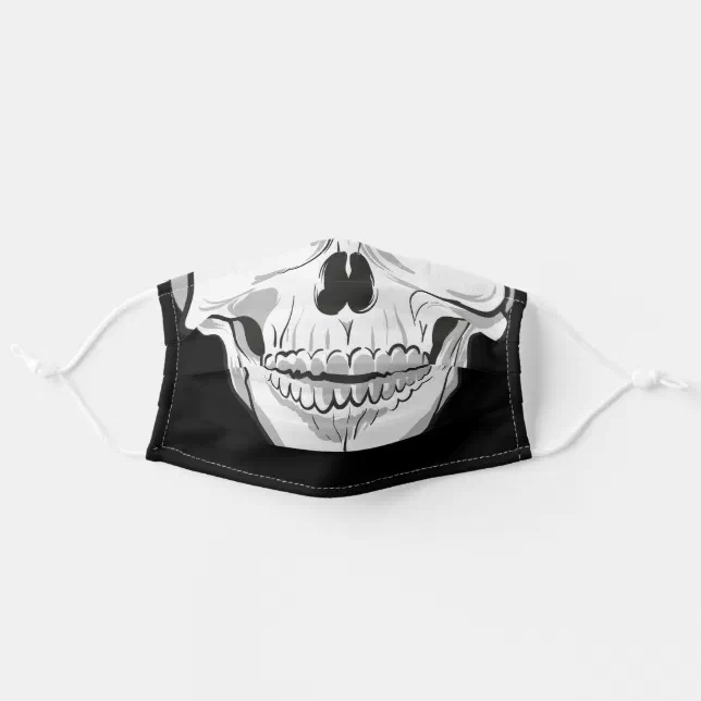 Human skull Black and White drawing Adult Cloth Face Mask | Zazzle