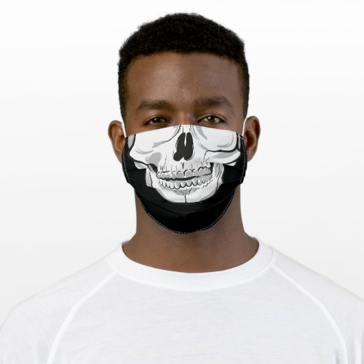 Human skull Black and White drawing Adult Cloth Face Mask (Worn)