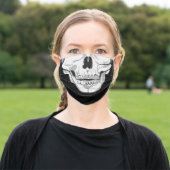Human skull Black and White drawing Adult Cloth Face Mask (Outside)