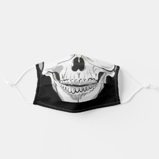 Human skull Black and White drawing Cloth Face Mask