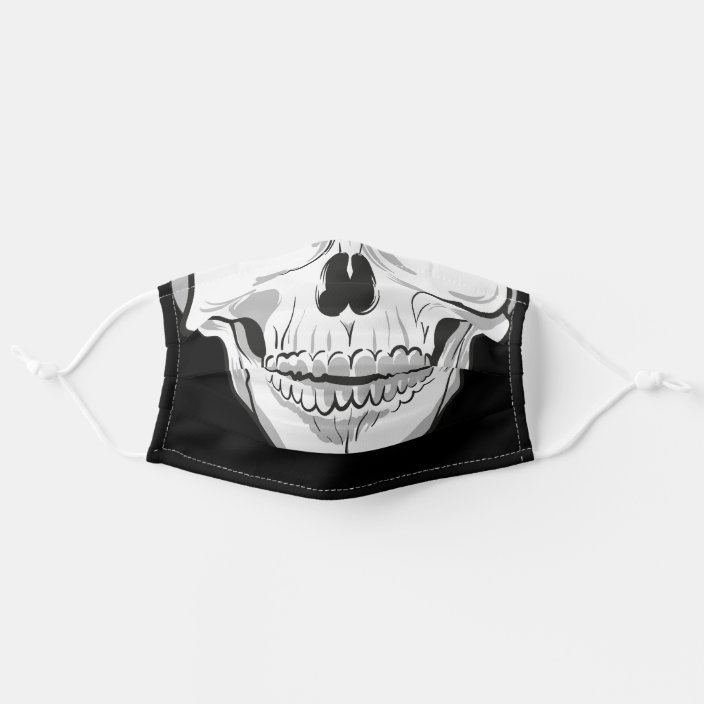 Human Skull Black And White Drawing Cloth Face Mask Zazzle Com