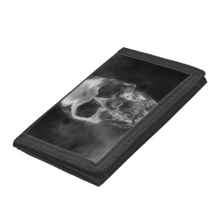 Human Skull Black Smoke Grunge Trifold Wallet