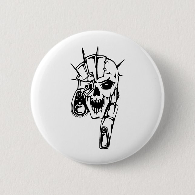 Human Skull Pinback Button (Front)