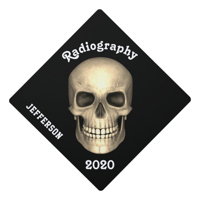 Human Skull Radiography Grad Graduation Cap Topper (Front)