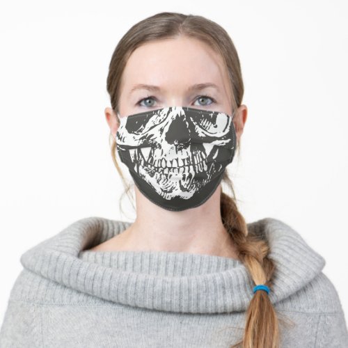 Human skull Simple Gray Urban Retro drawing Adult Cloth Face Mask