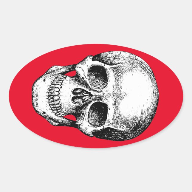Human Skull White Face Oval Sticker (Front)