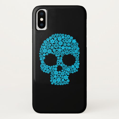 Human Skull With Flower Elements iPhone X Case