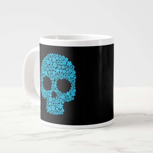 Human Skull With Flower Elements Giant Coffee Mug