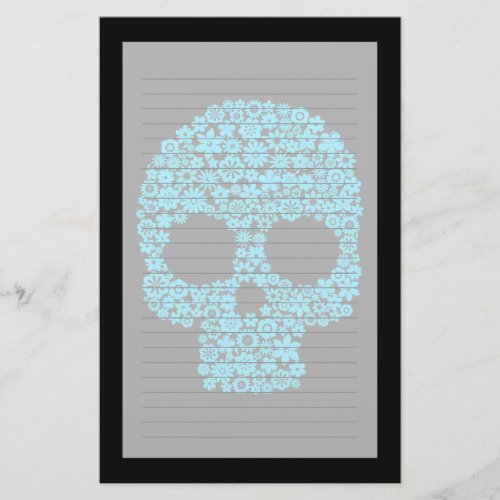 Human Skull With Flower Elements Stationery