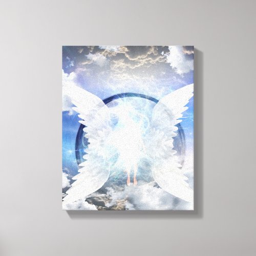 Human soul between angel wings canvas print
