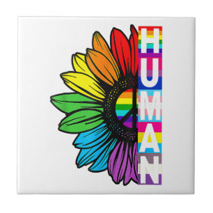 Human Sunflower Rainbow LGBT Flag Gay Pride Proud  Ceramic Tile