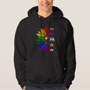 Human Sunflower Rainbow LGBT Flag Gay Pride Suppor Hoodie