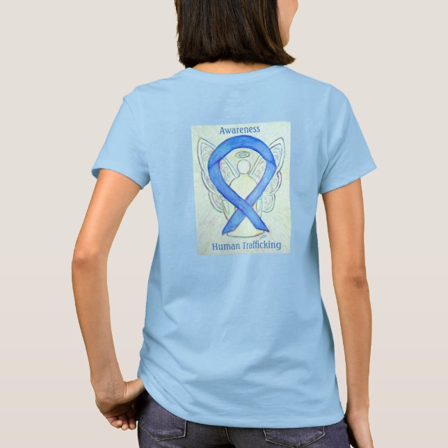 Human Trafficking Awareness Ribbon Angel Shirts (Back)