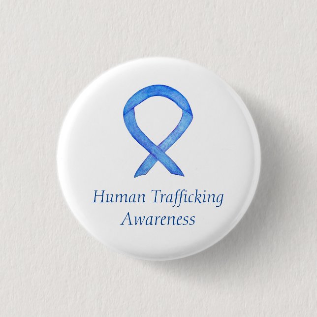 Human Trafficking Awareness Ribbon Custom Pin (Front)