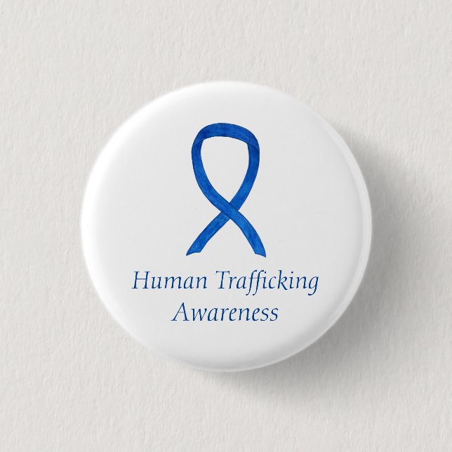 Human Trafficking Awareness Ribbon Custom Pin (Front)
