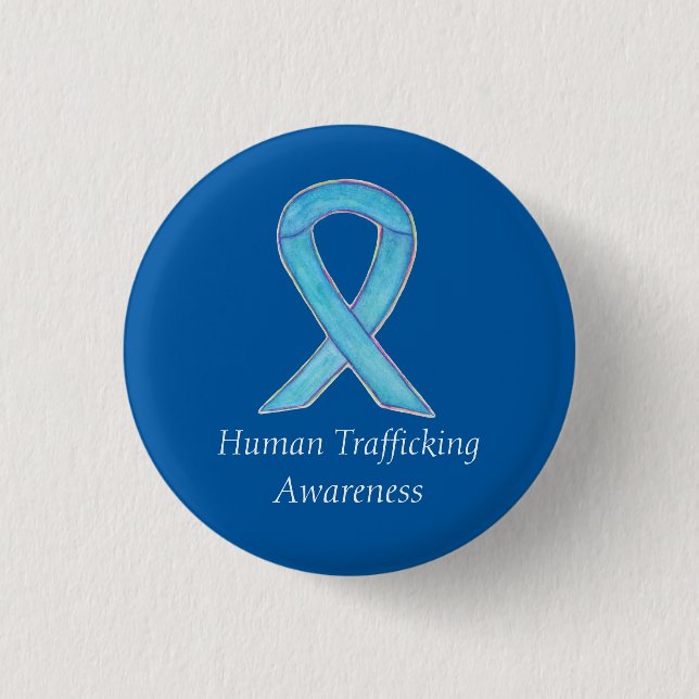 Human Trafficking Awareness Ribbon Custom Pin (Front)