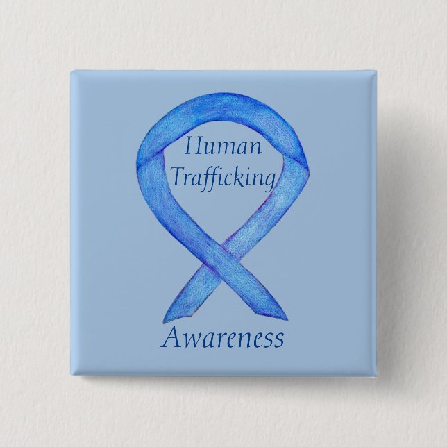 Human Trafficking Awareness Ribbon Custom Pin (Front)