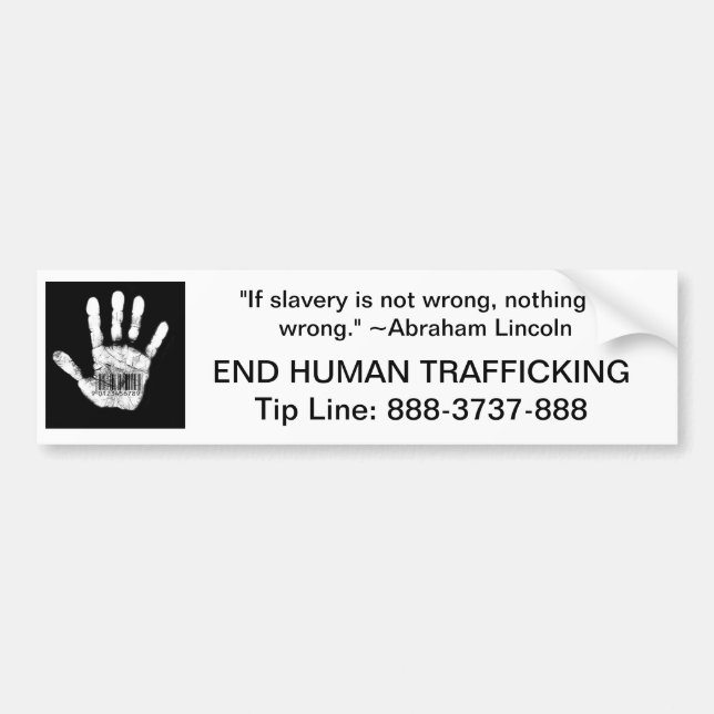 Human Trafficking Tip Line Bumper Sticker (Front)