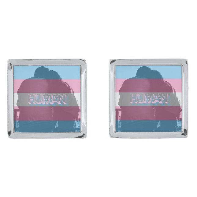 Human Trans Pride Cufflinks (Front)