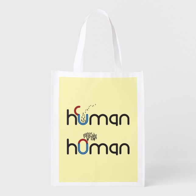 Human versus Homan  Grocery Bag (Front)