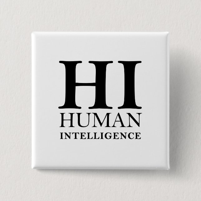 Human vs. AI typographic concept design Button (Front)