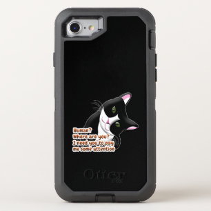Human? Where are you? Cat OtterBox Defender iPhone SE/8/7 Case