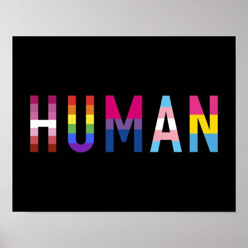 Human with lesbian gay bi transgender pan flag poster