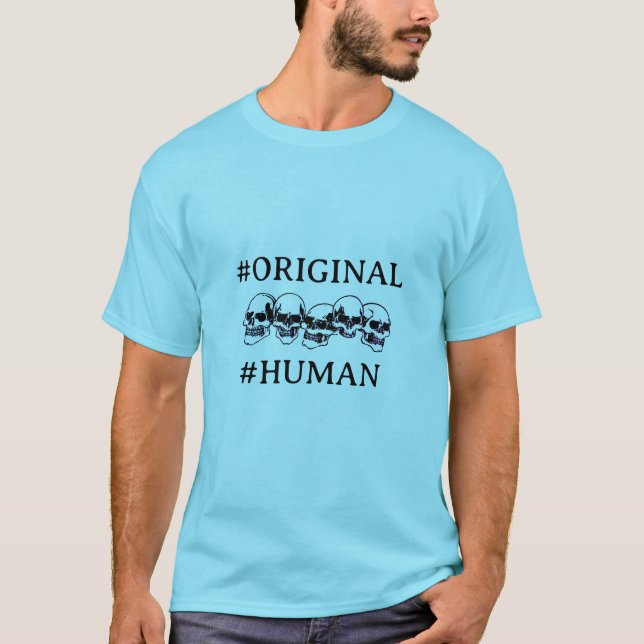 #HUMAN WITH SKULLS IN BLUE T-Shirt (Front)