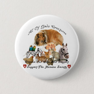Humane Society All God's Creatures Animal Support Button